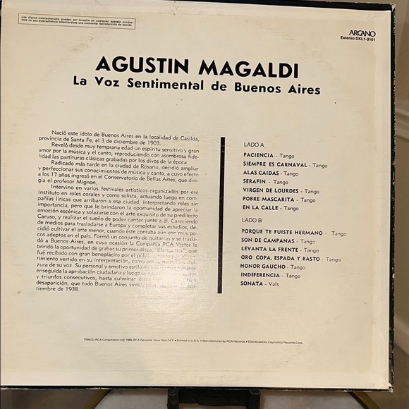 Agustín Magaldi: La Voz Sentimental de Buenos Aires LP - Picture 5 of 6